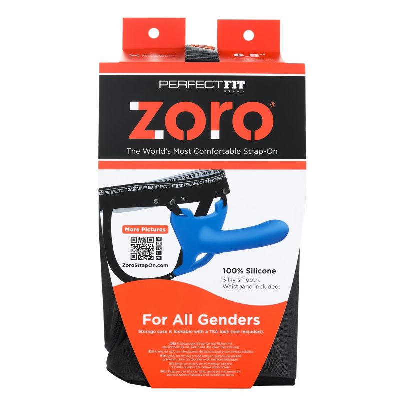 Perfect Fit Zoro Strap-On 6.5" Dildo Harness Couples Gender Neutral Sex Toy Blue