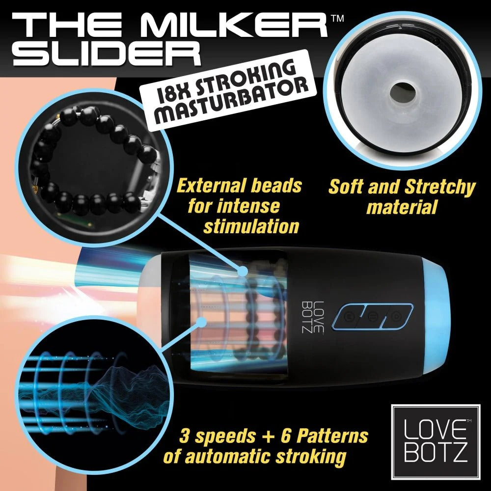 LoveBotz The Milker Slider 18X AUTO Rotating Stroking Male Masturbator Sex Toy