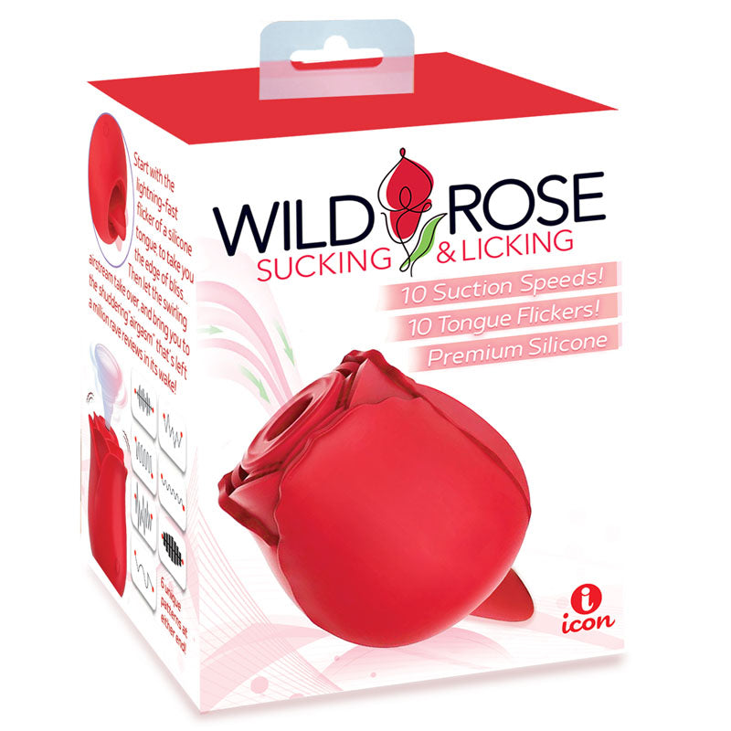 Wild Rose Sucking & Licking 2-in-1 Air Pulse & Flicking Stimulator Vibrator USB