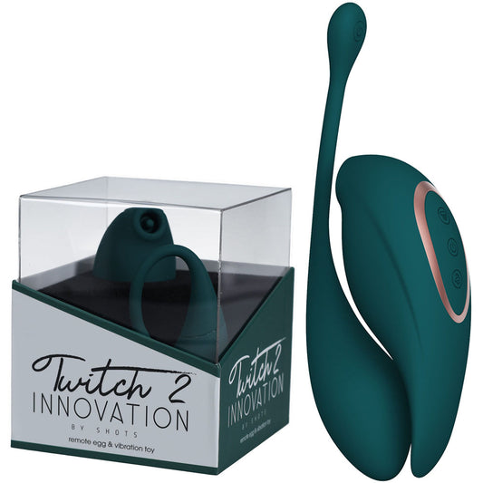 Shots Twitch 2 Suction & Flapping Clitoral Stimulator Remote Egg Vibrator Green