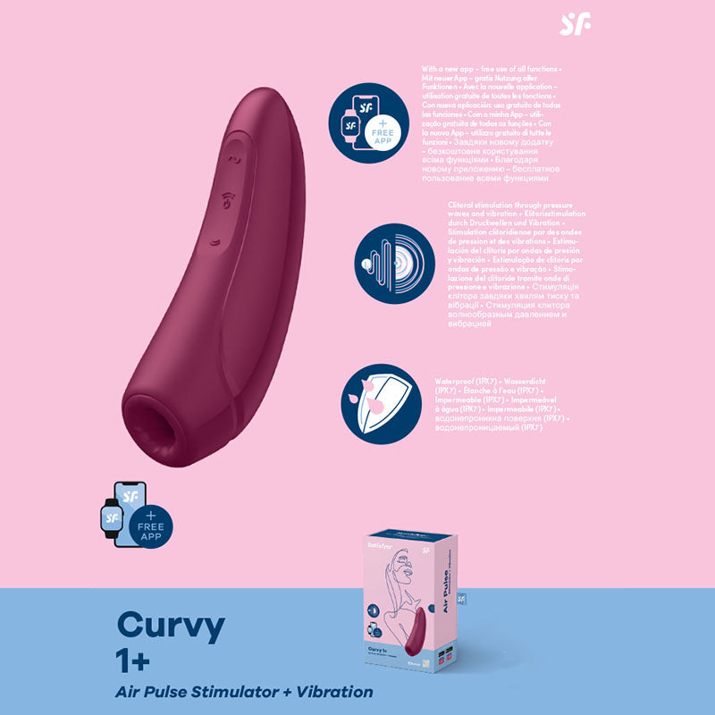 Satisfyer Curvy 1+ Air Pulse Clitoral Stimulator APP Control Vibrator Sex Toy