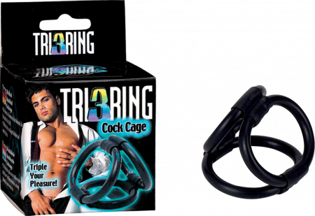 Tri 3 Ring Cock Cage Penis Ring Set Couples Cock sling