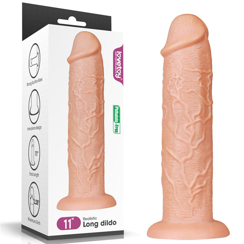 Lovetoy 11" Large Realistic Long Dildo Suction-Cup Dong