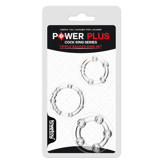 Power Plus Triple Beaded Ring Set