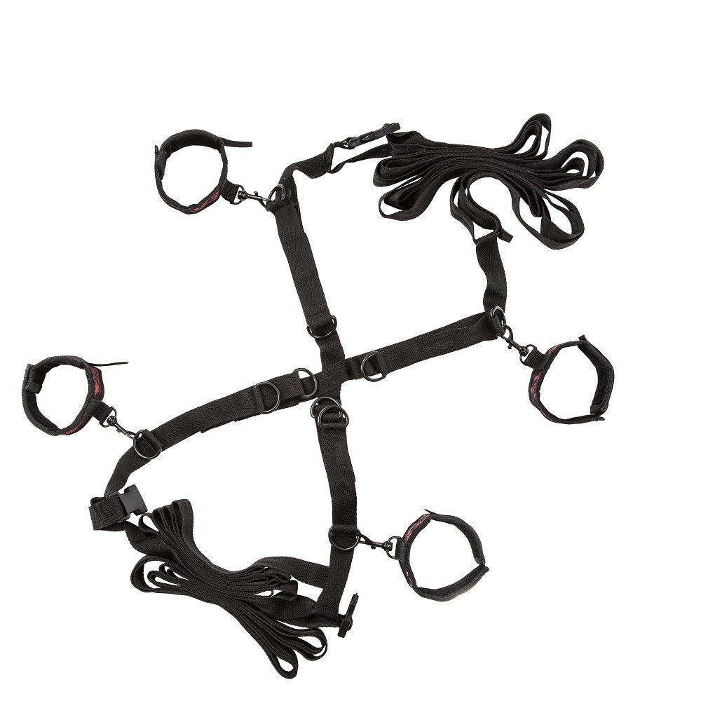 Scandal Over the Bed Cross Red Bondage Restraints BDSM Kit