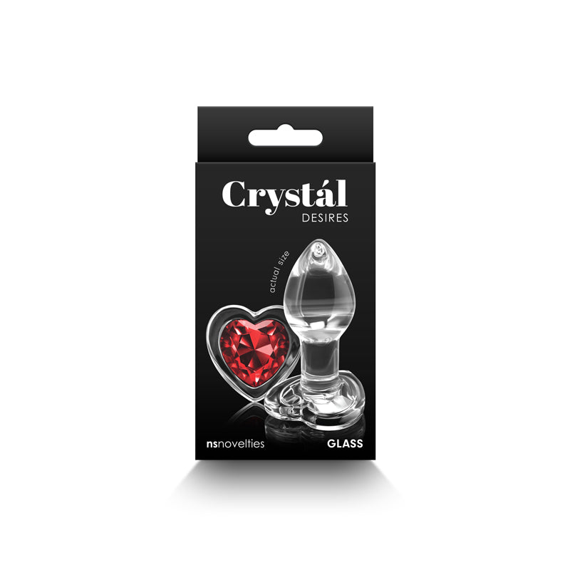 Crystal Desires Red Heart -Glass Anal Plug Small