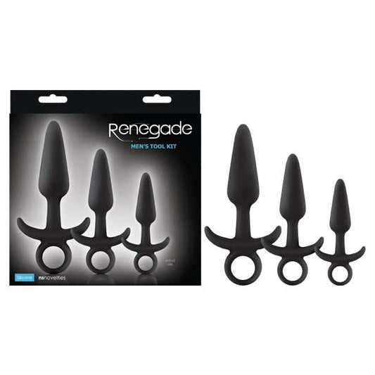 Renegade Men's Tool Kit Butt Plugs with Ring Pulls - Set of 3 Sizes
