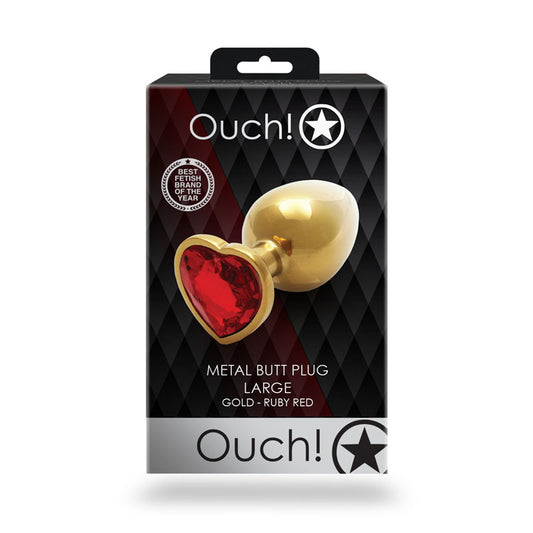OUCH! Heart Gem Gold Butt Plug - Large