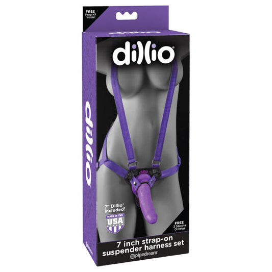 Dillio 7'' Dildo Strap-On Suspender Harness Set Couples Sex Toy