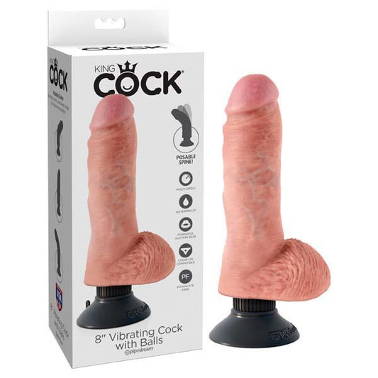 King Cock 8'' Vibrating Cock with Balls