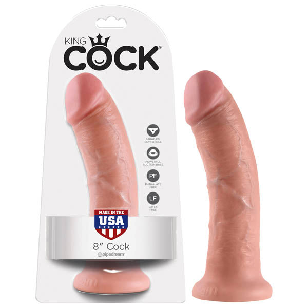 Pipedream King Cock 8'' Fat Realistic Dildo Veined Dong Adult Flesh Sex Toy