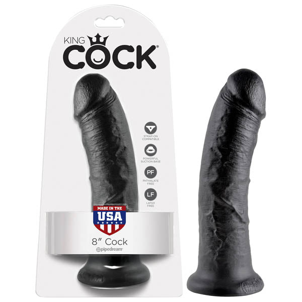 Pipedream King Cock 8'' Fat Realistic Dildo Veined Dong Adult Black Sex Toy
