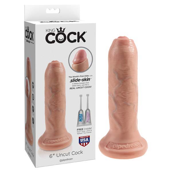 Pipedream King Cock 6'' Uncut Realistic Dildo Sliding Skin Dong Sex Toy