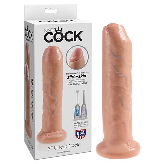 Pipedream King Cock 7'' Uncut Realistic Dildo Sliding Skin Dong Flesh Sex Toy