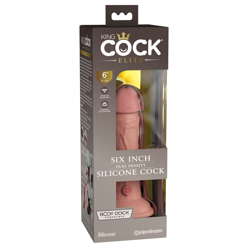 King Cock Elite 6'' Dual Density Cock Flesh Realistic Dildo Suction Cup Sex Toy