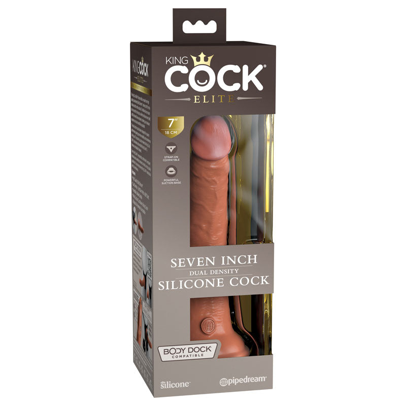 King Cock Elite 7'' Dual Density Cock TAN Realistic Dildo Suction Cup Sex Toy