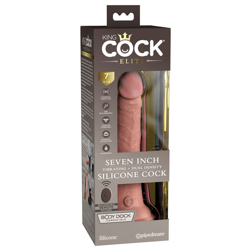 King Cock Elite 7'' Vibrating Dual Density Cock Remote Realistic Dildo Sex Toy