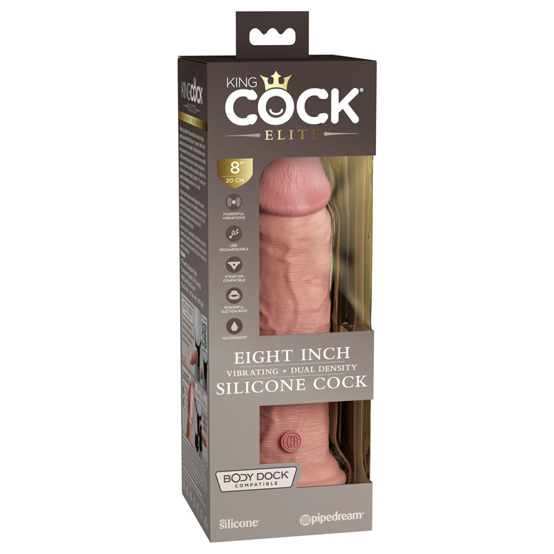 King Cock Elite 8'' Vibrating Dual Density Cock Flesh Realistic Dildo Sex Toy