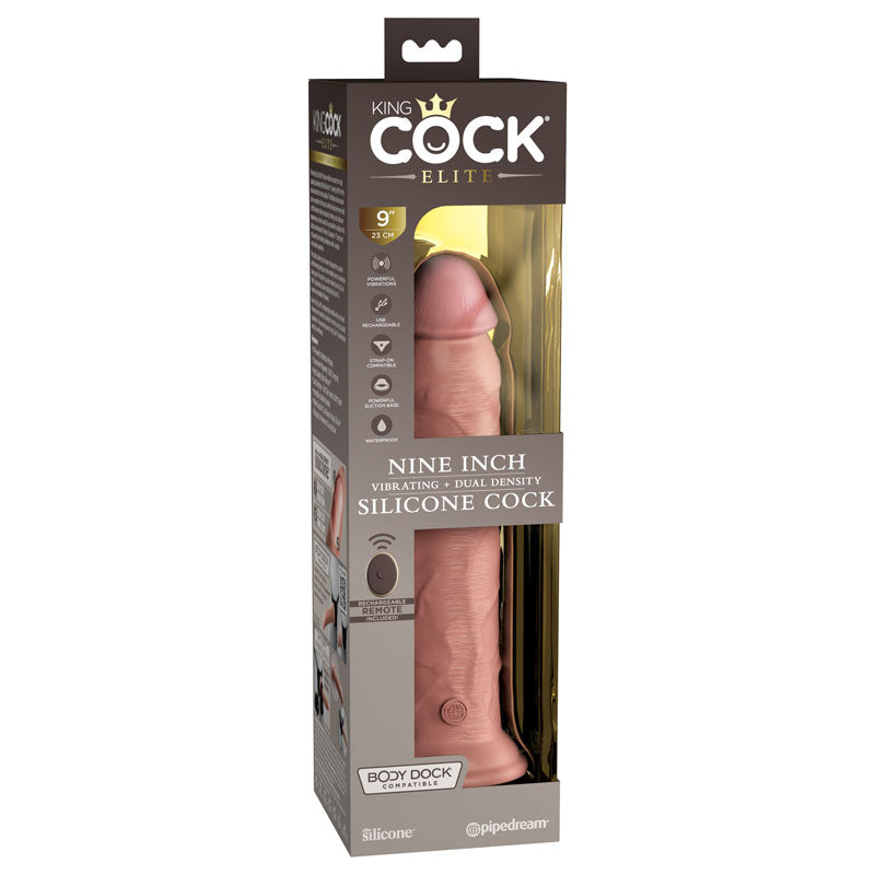 King Cock Elite 9'' Vibrating Dual Density Remote Control Dildo Vibe Sex Toy