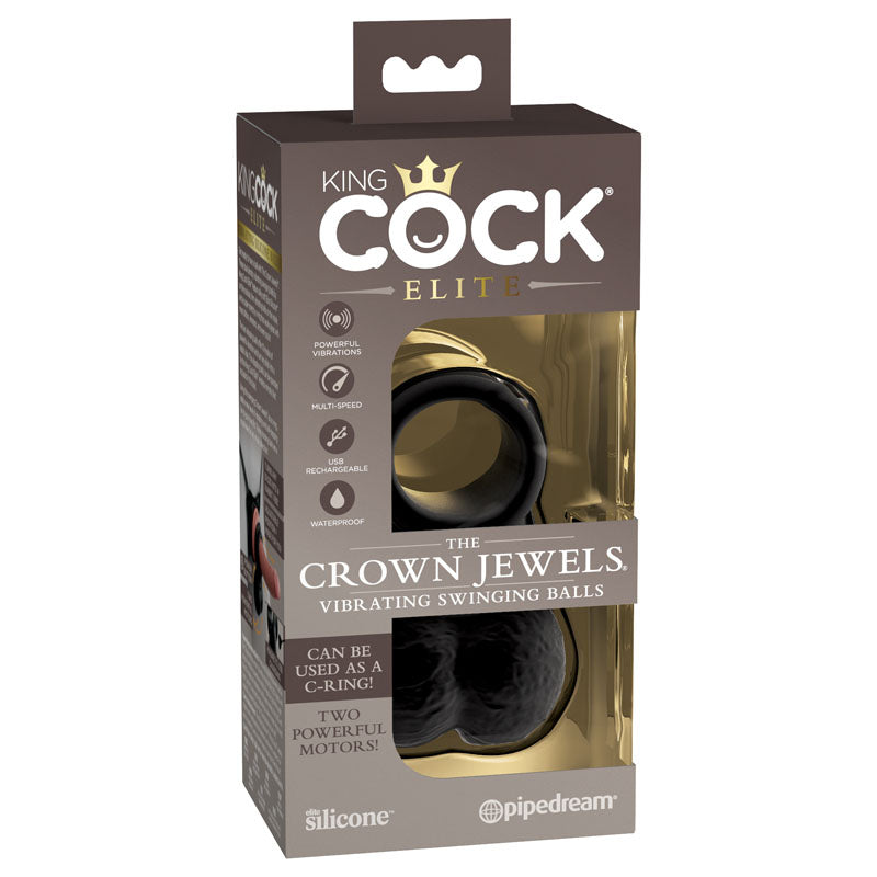 King Cock Elite The Crown Jewels Vibrating Balls Penis Dildo Ring USB Sex Toy