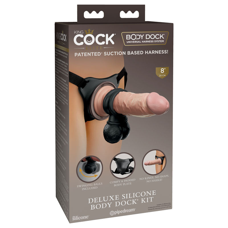 King Cock Elite Deluxe Silicone Body Dock Kit Strap-On Harness Balls Set Sex Toy