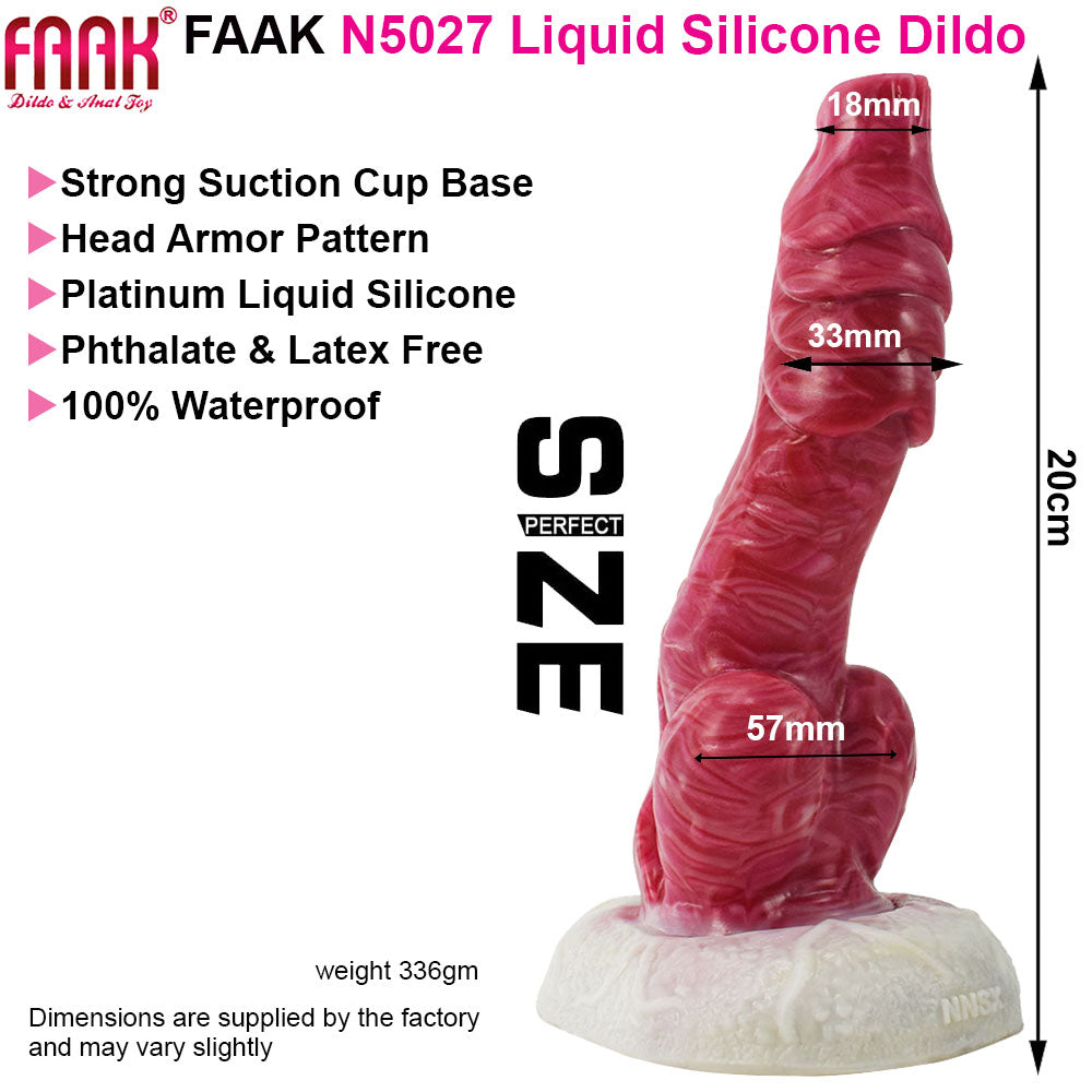 FAAK N5027 Aula 8" Demon Wolf Platinum Liquid Silicone Anal Plug Dildo